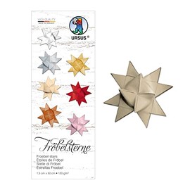 Ursus 3210076 Paper Strips for Froebel Stars, Taupe, Coloured Drawing Paper 130 g/m², Approx. 1.5 x 50 cm, 80 Strips for Approx. 20 Stars, Craft Classics for Christmas Time