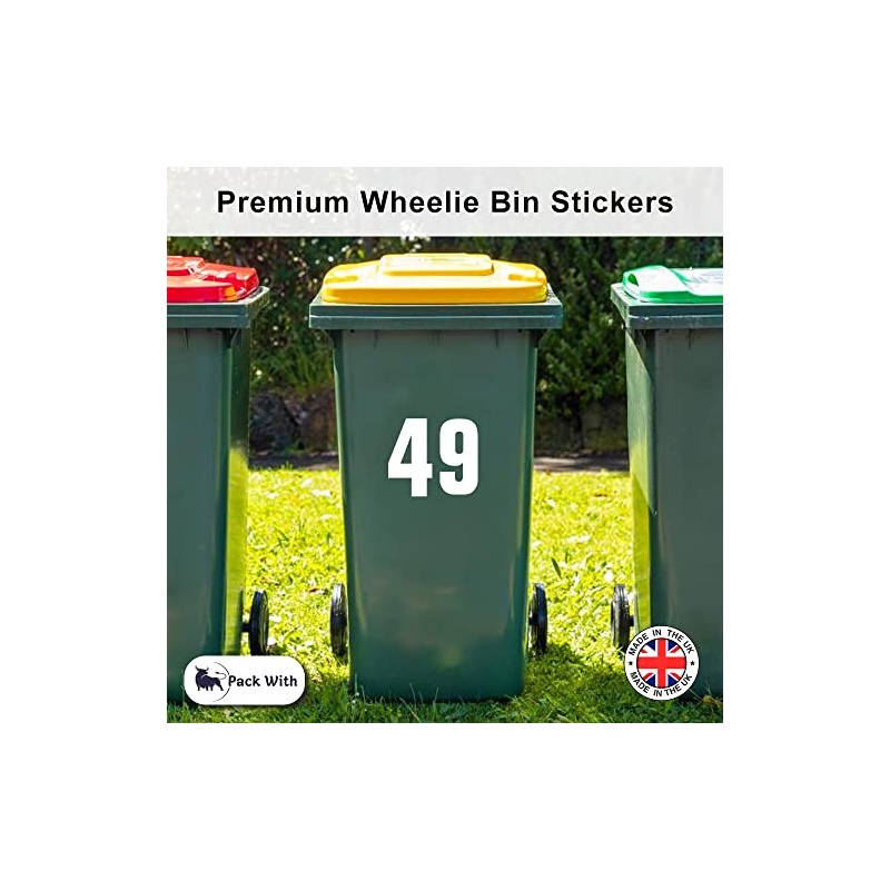 Packwith Pack of 4 Plain Bin Stickers for Wheelie Bins