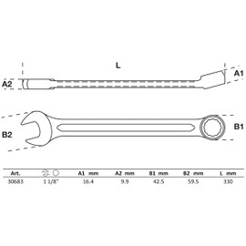 BGS 30683 Open-Ended Ring Spanner SAE SW 1.1/8 Inch Combination Spanner
