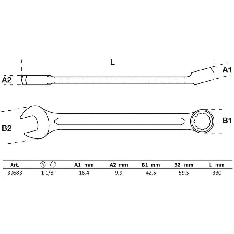 BGS 30683 Open-Ended Ring Spanner SAE SW 1.1/8 Inch Combination