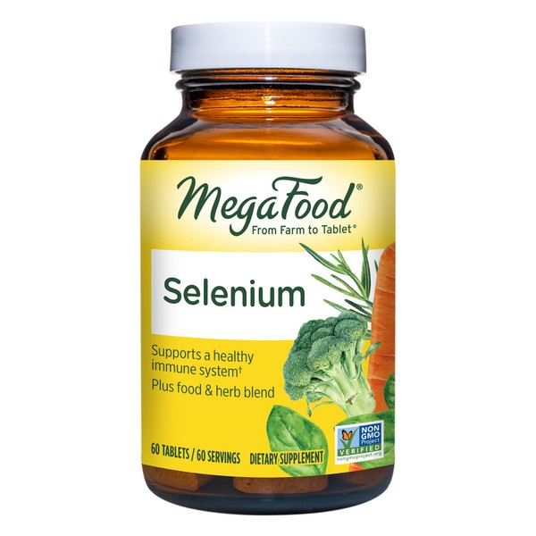 MegaFood Selenium - Supplement to Support Optimal Health and Immune System - Includes Nourishing Food and Herb Blend - Vegan, Non-GMO - Made Without 9 Food Allergens - 60 Tablets (60 Servings)