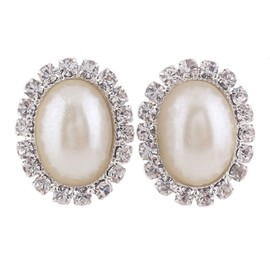 Bridal Rhinestone Simulated Pearl Shape Clip on Earrings for Women Charm No Hole Ear Clip (pearl)