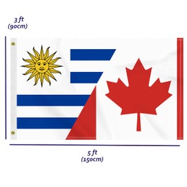 3×5 FT Canada Uruguay Flag, Large 100D Canadian Uruguayan Friendship National Outdoor Banner,Doube Side Printing Decor For Patio Garden With Brass Gromment