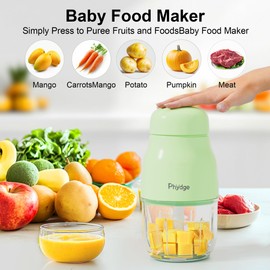 Phydge Baby Food Maker, Green Baby Food Blender, 10oz Baby Food Puree Maker, Food Processor for Baby Foods Fruit Vegetable Meat, 10-Second Quick Soft Food Prep for Baby