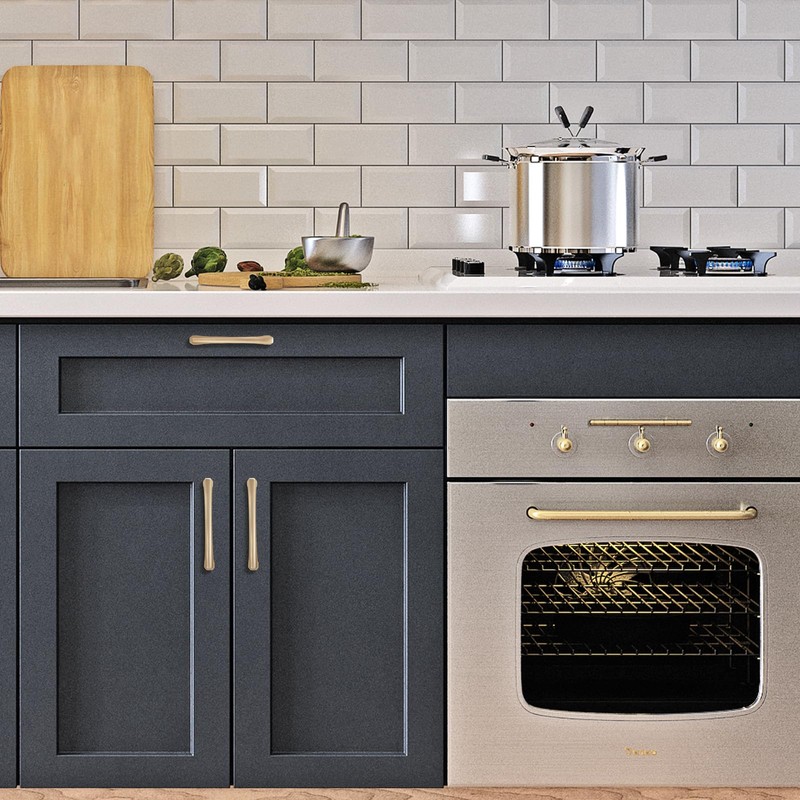 BUKOBYHE 10 Pack 5 Inch(128mm) Kitchen Cabinet Handles Brushed Brass