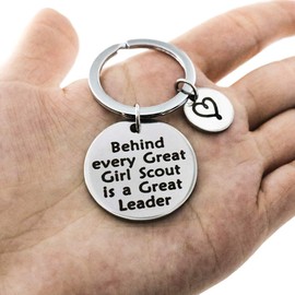 Meiligo Girl Scout Leader Gift Behind Every Great Girl Scout is a Great Leader Keychain Scout Leader Gift Troop Leader Gift (Scout Leader Keychain)