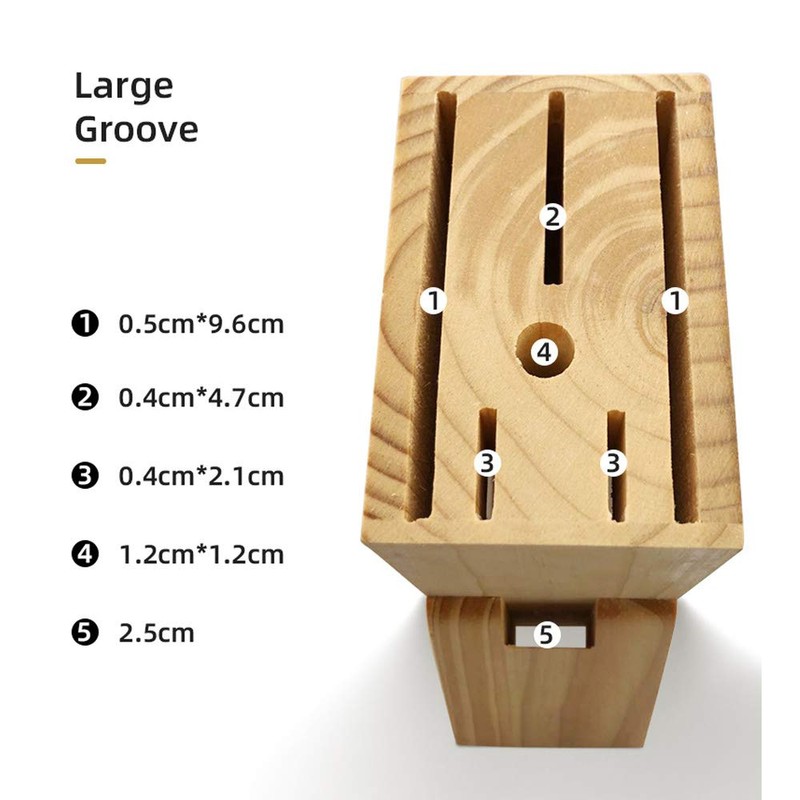 Hooshion Wooden Knife Block Countertop Knife Holder Knife Organizer with