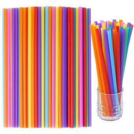 YAOSHENG 200 Pack Smoothie Straws, 10.24 Inches Straws Disposable, Drinking Straws Disposable in Assorted Bright Colors ﻿ (100)