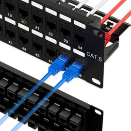 iwillink 48 Port RJ45 Through Coupler Cat6 Patch Panel UTP, Wallmount or Rackmount, Compatible with Cat5, Cat5e, Cat6 Cabling