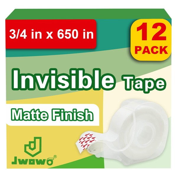JWOWO JWOWO Invisible Tape with Dispenser, Home Office Supplies and