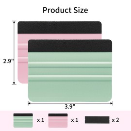 AMZDEPOT Squeegee for Vinyl, 2 Pcs Vinyl Squeegee with Extra 2 Felt Replacements, 4 Inch Vinyl Wrap Tools for Car Wrap, Craft Sign Making, DIY Crafting, Window, TintTeal and Pink