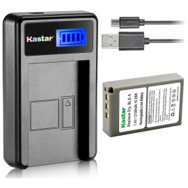 Kastar BLS-5 Battery or LCD Charger for Olympus E-400 E-410 E-420 E-450 E-600 E-620  - 1 Charger + 1 Battery