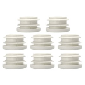 sourcingmap 3/4" 19mm OD Plastic Round Ribbed Tube Insert Pipe Tubing End Covers Caps White 8pcs, 0.71" Inner Dia Furniture Glide Chair Feet Floor Protector
