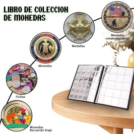Libro de Colección de Monedas, Álbum de Monedas con 240 Bolsillos, Organizador de Colección Monedas, Bolsillo de 40 * 40MM, Ideal para Coleccionistas de Monedas (240)