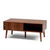 LCRBOL Fluted Coffee Table with Storage, Mid Century Dining Table