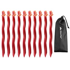 TRIWONDER 10 × Estacas para Tienda de Campaña de Aluminio Clavijas de Carpa para Camping Toldo Jardín (Rojo - Forma en Espiral - 25cm)