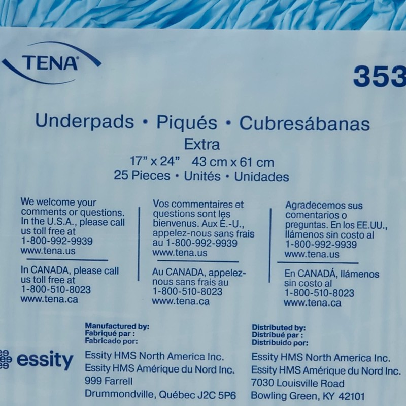 TENA Extra Underpad, Incontinence, Disposable, Light Absorbency, 17 in x