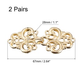 sourcing map Cloak Clasp, 2 Pairs Vintage Flower Cape Clasps Sew on Hooks and Eyes Fasteners Sweater Shawl Collar Cardigan Buckles for Clothing(Gold)