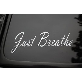 Just Breathe Vinyl Sticker Decal (V94) Wellness Inspiration Yoga Meditation (Teal)