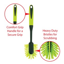 Pine-Sol Scrub Brush Set - Long Handle Cleaning Brushes with Heavy Duty Bristles and Comfort Grip - Scrubbers for Kitchen, Household, and Dishwashing, 5 Pieces