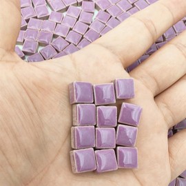CarAngels Ceramic Mosaic Tiles DIY Home Decor Handmade Craft Ceramic Crafts 500g Solid Pattern (Purple)