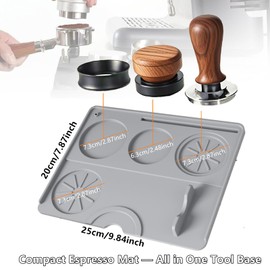 Silikon Espresso-Tamping Matte – Rutschfest, Hitzebeständig, Wasserdicht – Arbeitsplatten-Schutzmatte für Kaffee-Zubehör – Passt zu Portafiltern, Distributoren und Puck Screens (YFD-P-GY)