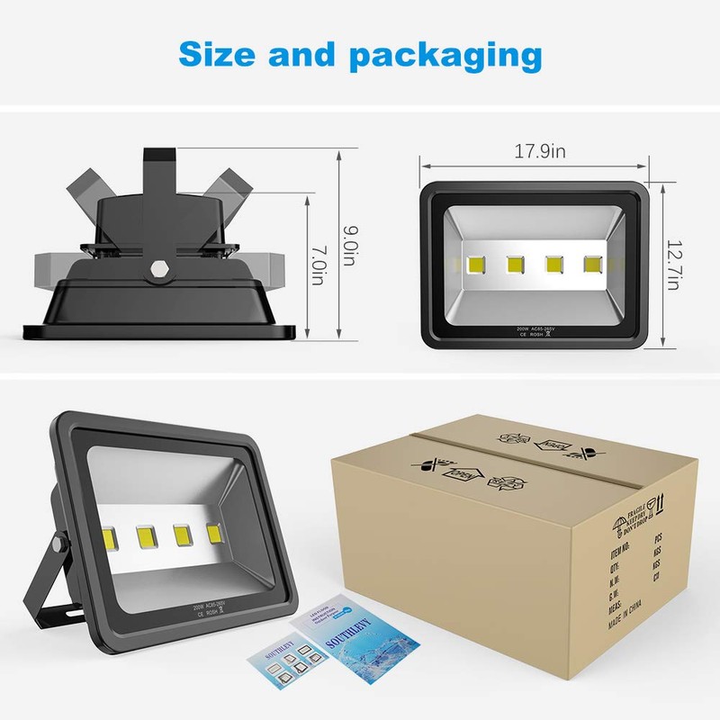 200W LED Flood Lights 6000K Daylight White Lighting Fixtures Super