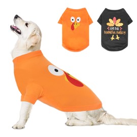 BWOGUE 2 Pack Thanksgiving Dog Shirts for Large Dogs, Turkey Printed Dog T-Shirts Soft Breathable Pet Clothes Cosplay Pet Apparel for Medium Large Dogs