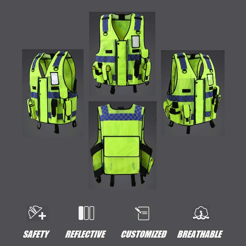 HYCOPROT Hi Vis Viz High Visibility Mesh Reflective Safety Vest
