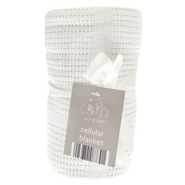 Cellular blanket moses basket pram crib baby 100% cotton WHITE