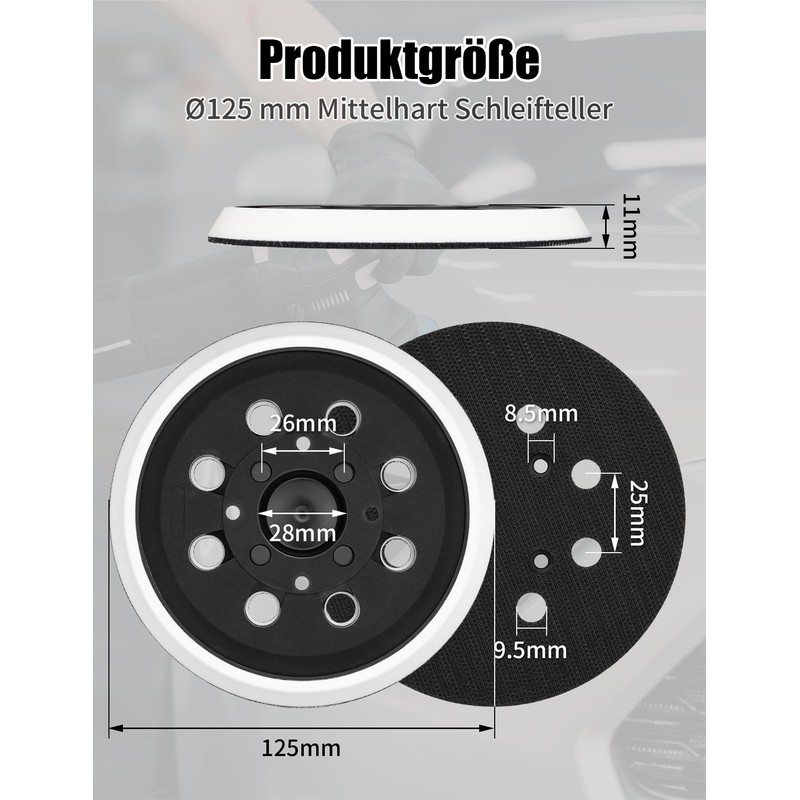 BESPOTCL 125mm Sanding Disc with 8 Holes and Hook and