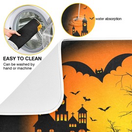 ALAZA - Tapete de secado de platos de Halloween para cocina y cubeta de cocina, microfibra absorbente, pequeño tapete de secado para encimeras de cocina, 16 x 18 pulgadas, 45 pulgadas