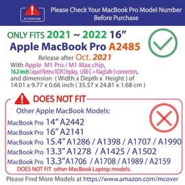 mCover Case Only Compatible for 2021~2025 16” MacBook Pro Laptop Computer (with M1 | M2 | M3 | M4 Pro/Max Chip, 16.2" Liquid Retina XDR Display, USB-C + MagSafe3 + HDMI connectors) - Black