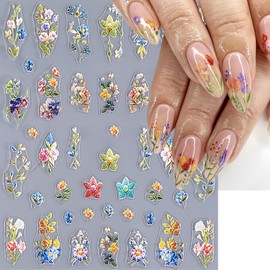 4Pcs Flower Nail Art Stickers Decals 5D Embossed Daisy Nail Stickers for Nail Art Summer Floral Daisy Nail Decals Self-Adhesive Relief Design for Women Girls Daily Manicure DIY Nail Supplies