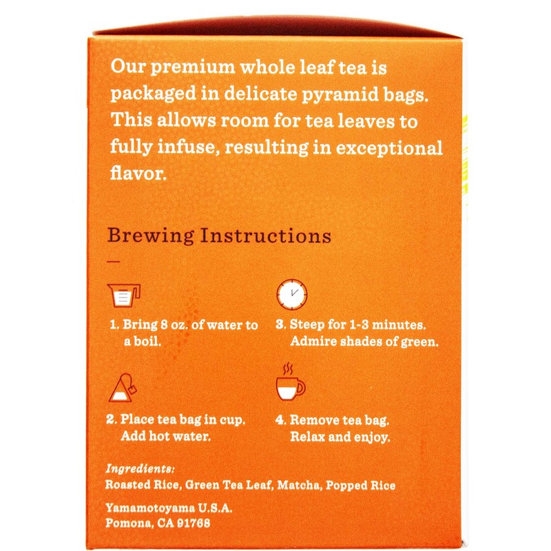 Yamamotoyama Matcha Genmai Pyramid Green Tea Bag, 10 ct. Box