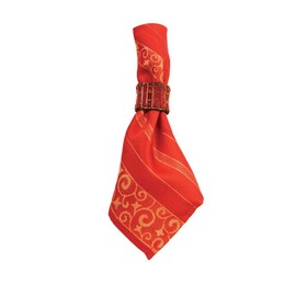 FAB 4 Red Christmas Table Napkins with Gold Scroll design 13272