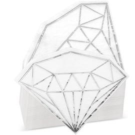 Epakh 80 Servilletas de Cóctel y Bebidas Elegantes con Forma de Diamante para Bodas y Cumpleaños Servilletas de Mesa de Papel Blancas Decoración de Bodas Decoración de San Valentín, 15.7 x 15.7 cm