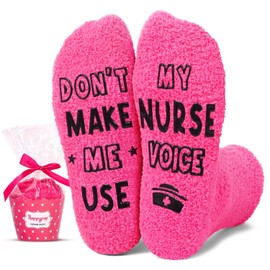 HAPPYPOP Gift Idea For Nurse Female - Gifts For Cna Female Gift For A Nurse Practitioner Female Future Nurse Gifts For Women, Funny Nurse Fuzzy Socks