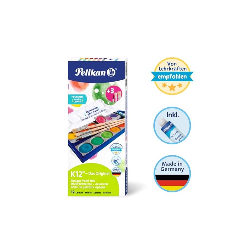Pelikan K12 Paint Box Set with 12 Colors and 3