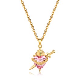 Joliernelle Unbeflecktes Herz Mariens Halskette für Damen mit Stein Mutter Jungfrau Maria Gebet Schmuck