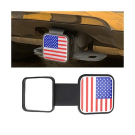 LKAHG American US Flag Trailer Hitch Cover, 2 Inch Vehicle Hitch Tube Plug Insert Protector, Auto Exterior Towing Hitch Plug Protective Accessories, Universal for Truck Tow Trailer (Red)