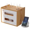 Wooden Router Shelf, Desktop WiFi Router Storage Box Modem Rack