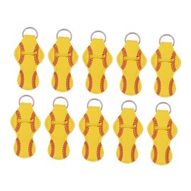 SHOWERORO Carry Your Lipstick Safely 10 Pack Lipstick Cover Keyring Handbag Hanging Keychain Neoprene Yellow Baseball Theme