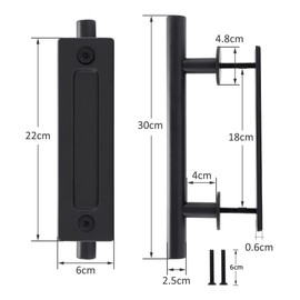 Lpraer 30 cm Sliding Doors Handle Black Barn Door Handle Sliding Door Pull Handle Kitchen Handles for Barn Doors Cabinet Doors Garden Sheds (Round Tube Handle)