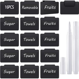 16 Pcs Basket Labels, Chalkboard Stickers Clip On for Storage Bins, Removable Basket Tags Erasable Plastic Bin Clip Box Labels, Name Tag Labels Storage Bin Label for Organization Container