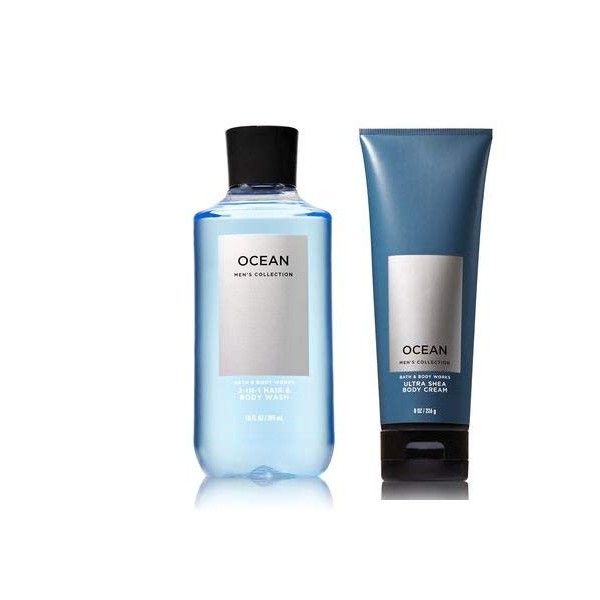 Bath & Body Works Men's Collection Ultra Shea Body Cream & 2 in 1 Hair and Body Wash OCEAN.