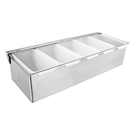 Ingredient Container Stainless Steel Side Container 5 Compartments with Transparent Plastic Lid and Removable Containers Bar Accessories