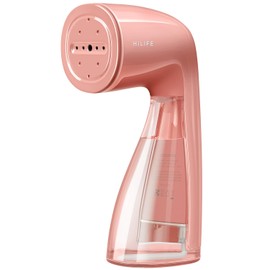 HiLIFE Steamer for Clothes, 1100W Clothes Steamer, Fast Wrinkle Removal with Large 300ml Tank, Ideal for All Fabrics, Easy to Use, Compact and Portable Travel Garment Steamer-Pink