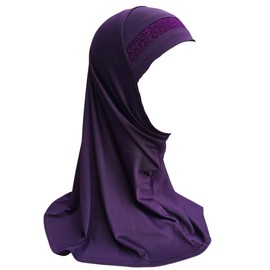 Children instant headscarf hijab Al Amira with glitter borde (Purple)