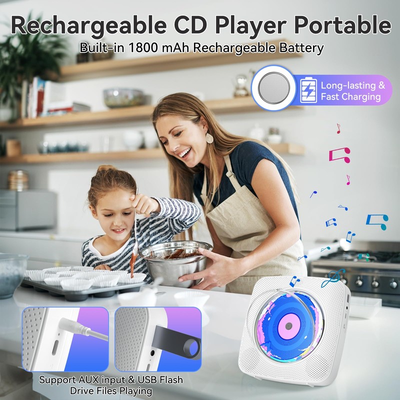 CD Player Portable: Kegaudio CD Players for Home with Speakers